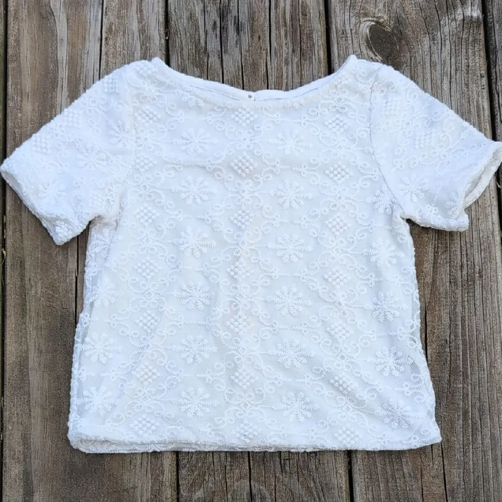 Genuine Kids By Oshkosh 3T White Embroidered Short Sleeve Blouse
